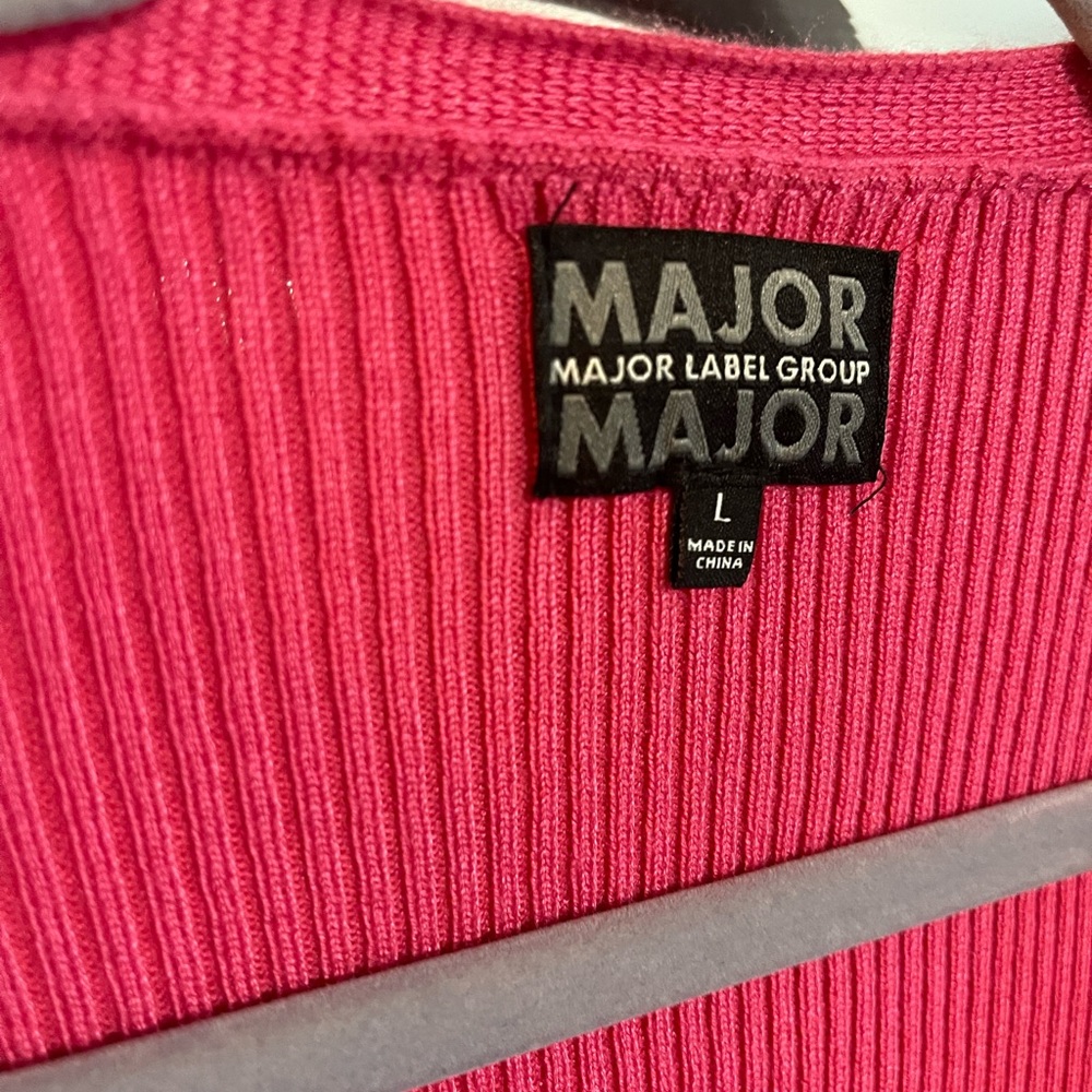 Pink Button-Up Women's Ribbed Sweater - Picture 4 of 7